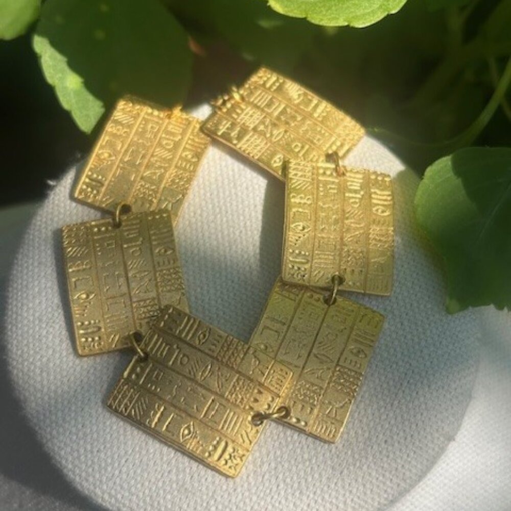 EGYPTION REVIVAL Gold Tone Panel Link BRACELET